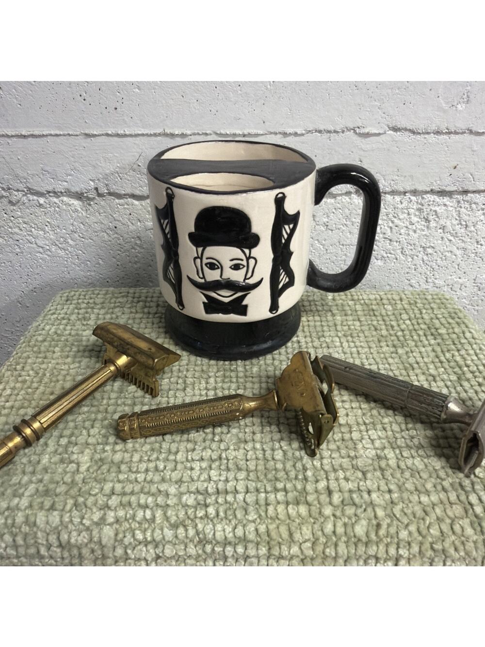 Vintage GEM Micromatic Safety Razor Lot 3 Razors And Shaving Mug Barber